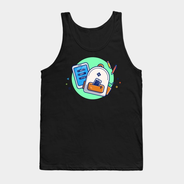 Backpack, Hand Phone, Tablet, Pen, And Pencil Cartoon Tank Top by Catalyst Labs